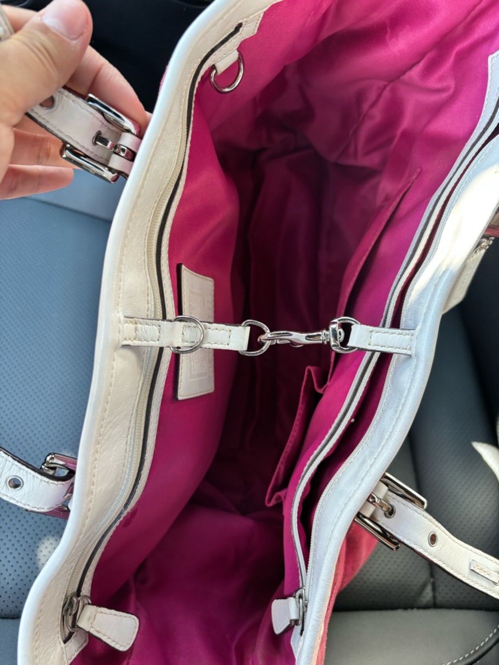 Coach Pink Patchwork Suede Leather Tote Bag Y2K Shoulder Purse - Picture 12 of 14